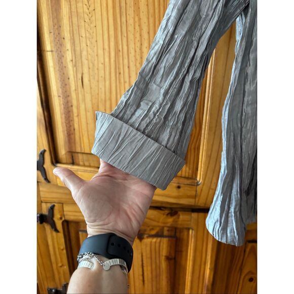 Chico’s Silver Crinkle Jacket - Picture 3 of 6